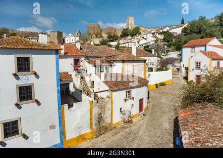 Centre historique de la ville médiévale d'Obidos, attraction du Portugal Banque D'Images
