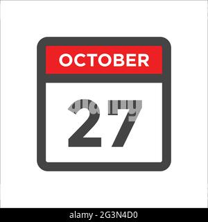 Icône du calendrier d'octobre 27 - jour du mois Illustration de Vecteur