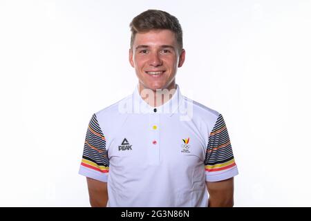 Remco Evenepoel pose pour le photographe lors d'un photoshoot pour le Comité olympique belge BOIC - COIB avant les Jeux Olympiques de Tokyo 2020, à Bru Banque D'Images