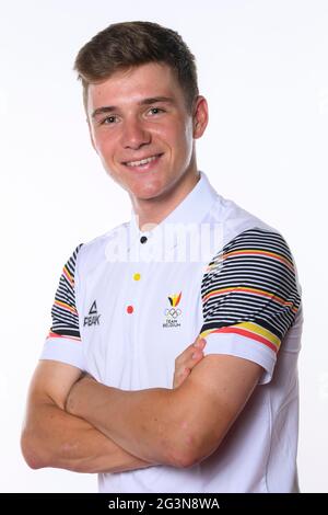 Remco Evenepoel pose pour le photographe lors d'un photoshoot pour le Comité olympique belge BOIC - COIB avant les Jeux Olympiques de Tokyo 2020, à Bru Banque D'Images