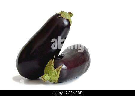 Aubergines isolé sur fond blanc Banque D'Images