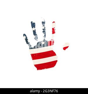 Imprimé palmier humain réaliste avec drapeau américain sur blanc Illustration de Vecteur