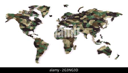 Carte du monde à gros contour - camouflage Banque D'Images