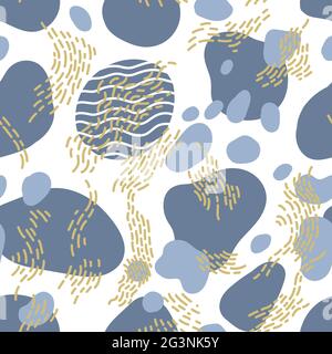 Motif sans couture avec vagues de mer dessinées à la main dans un style d'esquisse. Fond vectoriel sans fin en bleu Illustration de Vecteur