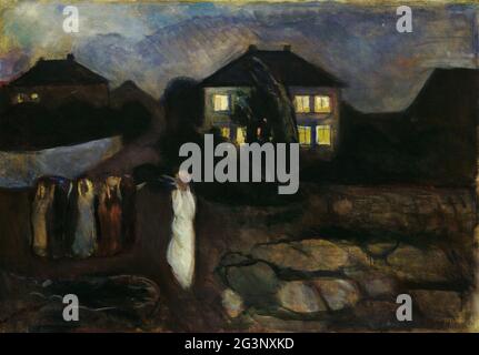 Titre: The Storm Créateur: Edvard Munch Date: 1893 Moyen: Huile sur toile Dimensions: 91.8x130.8 cms lieu: Christian Mustad Collection, Oslo, Norvège Banque D'Images