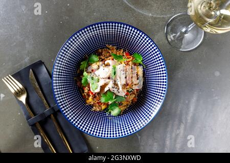 Tom Yum Squid Fried Rice Banque D'Images