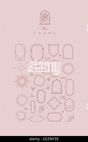 Cadres et éléments modernes de style plat pour créer un dessin unique sur fond de couleur beige rose Illustration de Vecteur