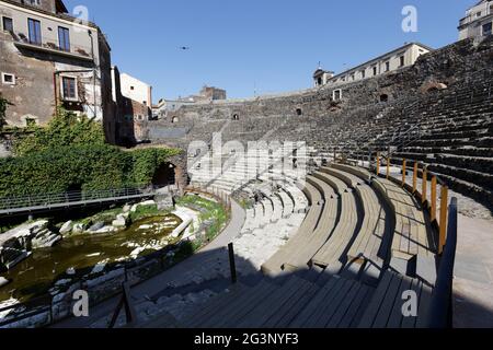 Teatro Romano - Théâtre romain - Sicile Italie Banque D'Images