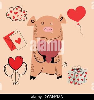 Illustration vectorielle d'un animal de différents types parmi les articles de vacances sur fond orange. Illustration vectorielle Illustration de Vecteur
