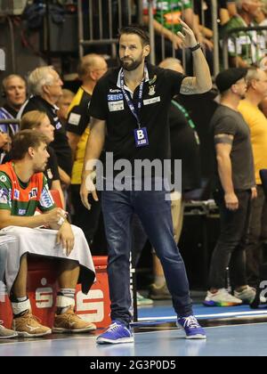 Entraîneur-chef Bennett Wiegert de SC Magdeburg Liqui Moly HBL Handball saison Bundesliga 2019-20 Banque D'Images