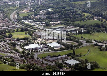 Vue aérienne de Crossflatts près de Bingley, West Yorkshire Banque D'Images