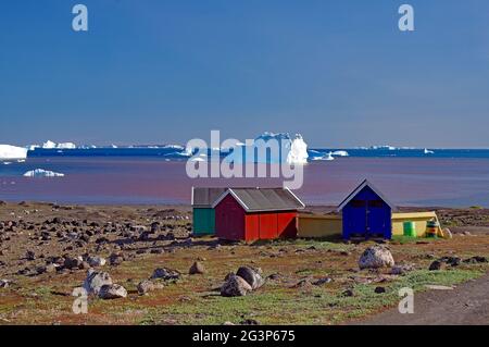 La rivière rouge sur l'île de Disko Banque D'Images