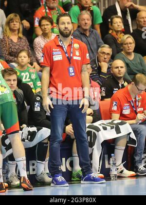 Entraîneur-chef Bennett Wiegert de SC Magdeburg Liqui Moly HBL Handball saison Bundesliga 2019-20 Banque D'Images