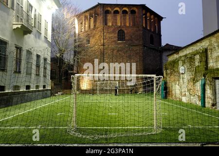 Terrain de football San Lorenzo Oratorio, à Milan, Italie. Banque D'Images