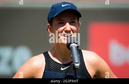 Berlin, Allemagne. 17 juin 2021. Victoria Azarenka de Biélorussie après son deuxième tour de match contre Angelique Curber d'Allemagne au tournoi de tennis 2021 bett1open WTA 500 le 17 juin 2021 au club de tennis de Rot-Weiss à Berlin, Allemagne - photo Rob Prange / Espagne DPPI / DPPI / LiveMedia Banque D'Images