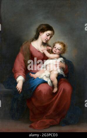 Murillo. Vierge et enfant par Bartolomé Estebán Murillo (1617-1682), huile sur toile, vers 1670/72 Banque D'Images