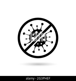 Virus Black Stop, bactéries, germes et microbe icône isolée sur fond blanc. Défense antibactérienne et antivirale, protection infection. Illustration de Vecteur