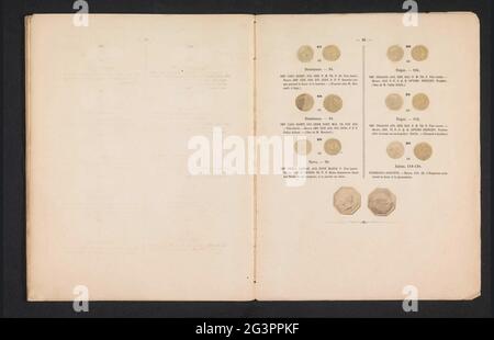 Sept pièces de monnaie avec empereurs romains, vues de l'avant et de l'arrière. Numéros 27 à 32 : Domitian, Domitian, Nerva, Trajan et Hadrien suspecté. Banque D'Images