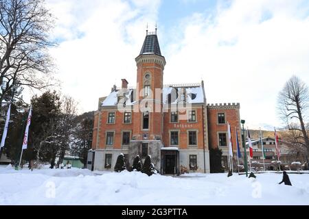 AUTRICHE, STYRIE, SCHLADMING - 18 JANVIER 2019: Hôtel de ville de Schladming Banque D'Images