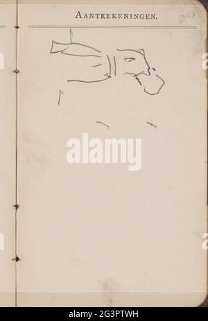 Étude, peut-être d'une femme progressiste. Page 212 UN calendrier avec 108 feuilles utilisées comme carnet d'esquisses. Banque D'Images