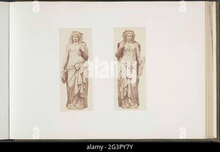 Modèles de gypse pour Kariatides au Palais du Louvre par François Jouffroy. Part de la réunion des Tuileries au Louvre 1852-1857, album 2. Banque D'Images