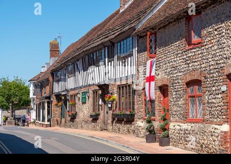 The Medieval George Inn, Alfriston, East Sussex, Royaume-Uni Banque D'Images