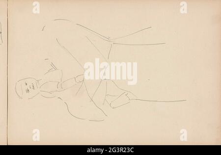 Figure avec un enfant sur le bras. Feuille 15 Recto à partir d'un carnet d'esquisses avec 25 feuilles. Banque D'Images