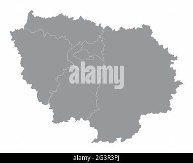 Carte administrative Ile-de-France isolée sur fond blanc, France Illustration de Vecteur