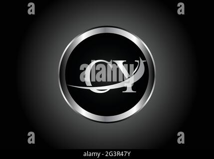 Lettre argent CY combinaison de métal logo de l'alphabet avec la couleur grise sur le noir et blanc dégradé design pour une entreprise ou une entreprise Illustration de Vecteur