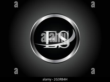 Lettre argentée ES combinaison métal logo alphabet conception d'icône avec la couleur grise sur le noir et blanc dégradé design pour une entreprise ou une entreprise Illustration de Vecteur