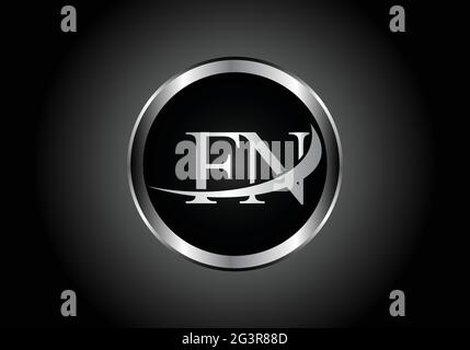 Lettre d'argent FN métal combinaison logo alphabet conception d'icône avec la couleur grise sur le noir et blanc dégradé design pour une entreprise ou une entreprise Illustration de Vecteur
