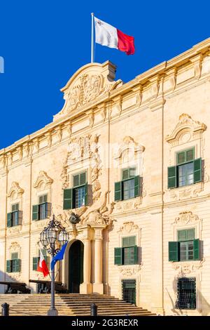 Malte, Valetta, Auberge de Castille - Bâtiment du gouvernement, Chambre du Premier ministre, politique européenne Banque D'Images