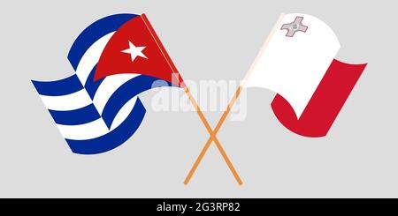 Traversé et agitant des drapeaux de Cuba et de Malte. Illustration vectorielle Illustration de Vecteur