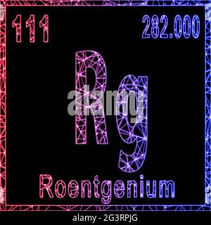 Élément chimique de Roentgenium, signe avec le numéro atomique et le poids atomique, Banque D'Images