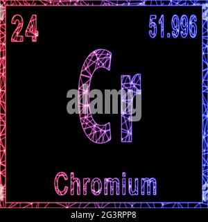 Élément chimique du chrome, signe avec numéro atomique et poids atomique, Banque D'Images