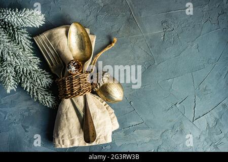 Ensemble de couverts de Noël Banque D'Images