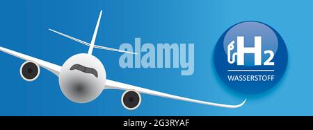 En-tête de jet H2 Wasserstoff Flights Banque D'Images