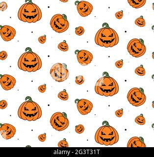 Motif uniforme de citrouilles d'Halloween sur fond blanc. Banque D'Images