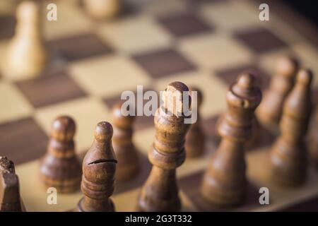 Black Team Chess Board Banque D'Images