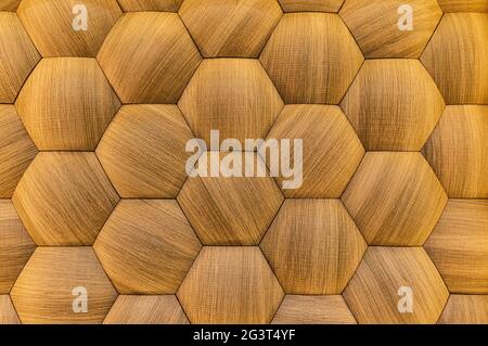 Fond de motif en bois hexagonal. Ancienne texture en bois en nid d'abeille de tuiles, composé d'un ensemble de plaques hexagonales Banque D'Images