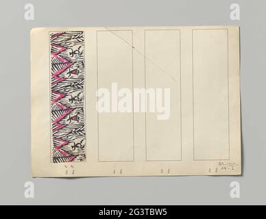 Acier avec soie imprimée, Dessin Tanz paire. Acier avec côté imprimé. Dessin Tanzpaar, WW Nr. 00551. Sur les lignes Zigzag de fond naturel en arces marron et noir dans lesquelles dansent des figures. L'acier est collé au carton sur lequel la vignette du Wiener Werkstätte. Une variante de couleur avec du rose et du noir à l'arrière. Banque D'Images
