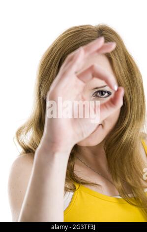 En regardant par le panneau ok Banque D'Images