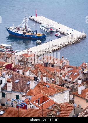 Vue depuis le clocher de Rovinj, Croatie Banque D'Images