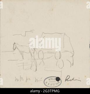 Cheval et voiture au Rokin à Amsterdam. Sur un reçu. Banque D'Images