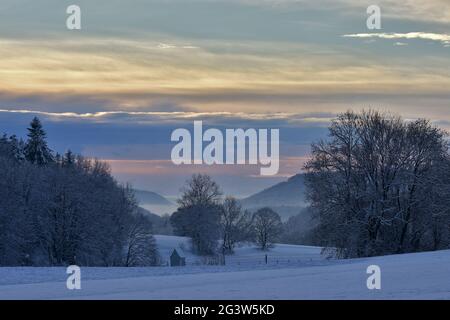 Paysage d'hiver sur les alpes souabes, allemagne Banque D'Images