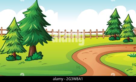 Paysage vierge du parc naturel à l'illustration de la scène de jour Illustration de Vecteur