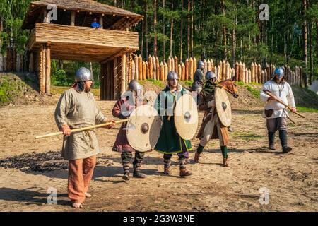 Reconstitution historique de la bataille de Cedynia, Pologne Banque D'Images