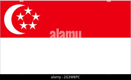 Drapeau de Singapour de style dessin animé isolé sur fond blanc illustration Illustration de Vecteur