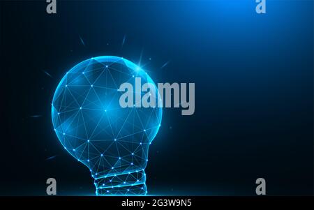 Ampoule à faible teneur en polyéthylène. Idée de concept illustrations vectorielles polygonales sur fond bleu. Banque D'Images