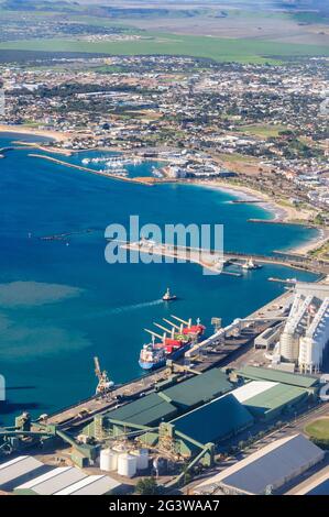 Aerial view of a port in Geraldton, Australia Stock Photo